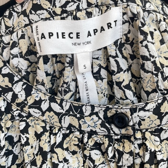 Apiece Apart Black beige Cobano floral organic cotton mini dress S NWT - Picture 7 of 9